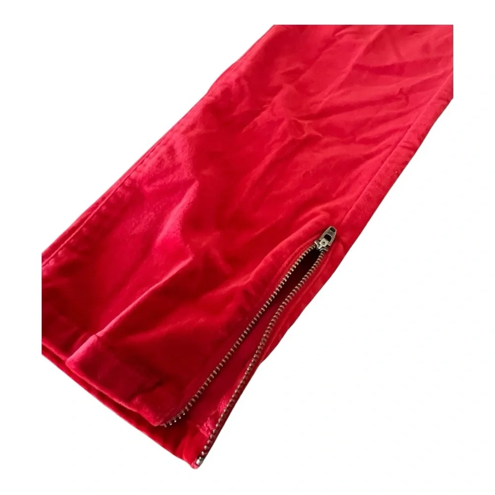 Banana Republic Heritage Red Skinny Velvet Zip Ankle Pants Size 30‎